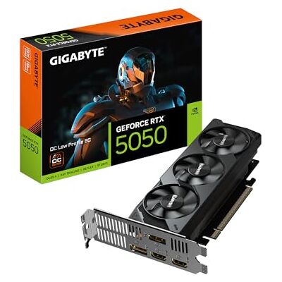 Gigabyte GeForce RTX 5050 OC Low Profile 8G Graphics Card 8GB GDDR6, 128bit, PCI-E 5.0, 2587MHz Core Clock, 2 x DP, 2 x HDMI, NVIDIA DLSS 4, GV-N5050OC-8GL Gigabyte GeForce RTX 5050 OC Low Profile 8G Graphics Card 8GB GDDR6, 128bit, PCI-E 5.0, 2587MHz Core Clock, 2 x DP, 2 x HDMI, NVIDIA DLSS 4, GV-N5050OC-8GL