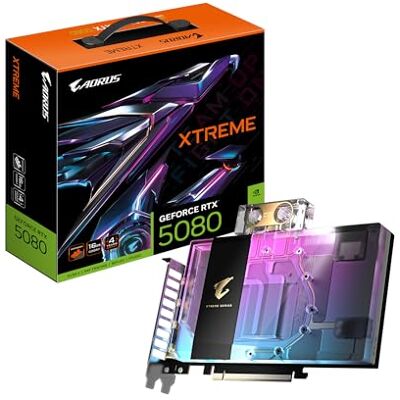 Gigabyte AORUS GeForce RTX 5080 XTREME WATERFORCE WB 16G Graphics Card 16GB GDDR7, 256bit, PCI-E 5.0, 2805MHz Core Clock, 3 x DP 2.1a, 1 x HDMI 2.1b, NVIDIA DLSS 4, GV-N5080AORUSX WB-16GD Gigabyte AORUS GeForce RTX 5080 XTREME WATERFORCE WB 16G Graphics Card 16GB GDDR7, 256bit, PCI-E 5.0, 2805MHz Core Clock, 3 x DP 2.1a, 1 x HDMI 2.1b, NVIDIA DLSS 4, GV-N5080AORUSX WB-16GD