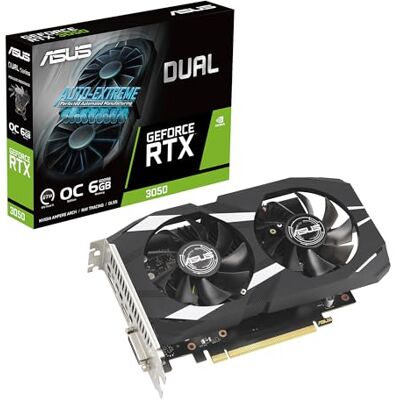 Asus GeForce RTX 3050 6G DUAL OC Gaming Graphics Card 1537MHz Boost Clock, GDDR6, PCIe Gen 4, DLSS 2, 3 x DP v1.4a, 1 x HDMI 2.1 (Supports 4K) Asus GeForce RTX 3050 6G DUAL OC Gaming Graphics Card 1537MHz Boost Clock, GDDR6, PCIe Gen 4, DLSS 2, 3 x DP v1.4a, 1 x HDMI 2.1 (Supports 4K)