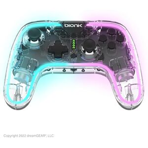 BIONIK RGB Wireless Controller for Nintendo Switch & PC Games Transparent Shell with Rainbow Lighting Effects Programmable Macro Buttons & 40-Hour Battery Switch Controller with Motion Controls BIONIK RGB Wireless Controller for Nintendo Switch & PC Games Transparent Shell with Rainbow Lighting Effects Programmable Macro Buttons & 40-Hour Battery Switch Controller with Motion Controls
