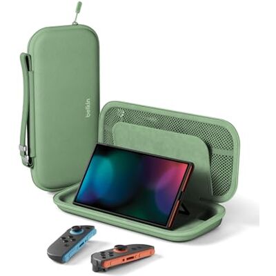 Belkin Gaming Nintendo Switch 2 Case Travel Bag with AirTag Holder Green Belkin Gaming Nintendo Switch 2 Case Travel Bag with AirTag Holder Green