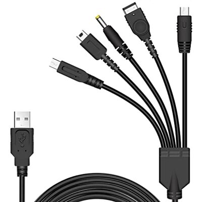 lanruosu-R 5 in 1 USB Charger Cable Cord for NDS Lite/Wii U/New 3DS(XL/LL),3DS(XL/LL),2DS,DSi(XL/LL),NDS/GBA SP,PSP 1000 2000 3000, Black, 1.2m lanruosu-R 5 in 1 USB Charger Cable Cord for NDS Lite/Wii U/New 3DS(XL/LL),3DS(XL/LL),2DS,DSi(XL/LL),NDS/GBA SP,PSP 1000 2000 3000, Black, 1.2m