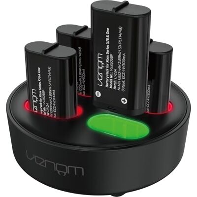 Venom Rechargeable Battery 4 Pack with Charging Dock, 1200mAh, Xbox Venom Rechargeable Battery 4 Pack with Charging Dock, 1200mAh, Xbox