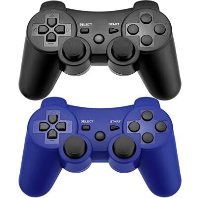 Ceozon Ps3 Controllers Gamepad Wireless Ps3 Remote Joystick 6-Axis Dual Vibration with Charging Cables 2 Pack (Black/Blue) Ceozon Ps3 Controllers Gamepad Wireless Ps3 Remote Joystick 6-Axis Dual Vibration with Charging Cables 2 Pack (Black/Blue)