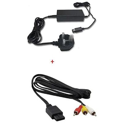 WICAREYO Power Supply Adapter with AV Audio Video Cable Compatible for NGC UK Plug WICAREYO Power Supply Adapter with AV Audio Video Cable Compatible for NGC UK Plug