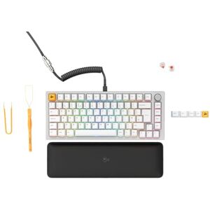 Glorious Gaming GMMK PRO 75% Modular Mechanical Gaming Keyboard, TKL Size, 1.5kg Frame, Customisable, Fox Switches, Coiled Cable, Wrist Rest, White PBT Keycaps, RGB, English UK QWERTY Layout White Glorious Gaming GMMK PRO 75% Modular Mechanical Gaming Keyboard, TKL Size, 1.5kg Frame, Customisable, Fox Switches, Coiled Cable, Wrist Rest, White PBT Keycaps, RGB, English UK QWERTY Layout White