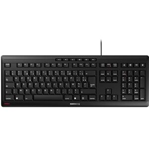 CHERRY STREAM KEYBOARD, Wired Keyboard, French Layout (AZERTY), Whisper-Quiet Keystrokes, Unique Typing Experience, Flat Design, Black CHERRY STREAM KEYBOARD, Wired Keyboard, French Layout (AZERTY), Whisper-Quiet Keystrokes, Unique Typing Experience, Flat Design, Black