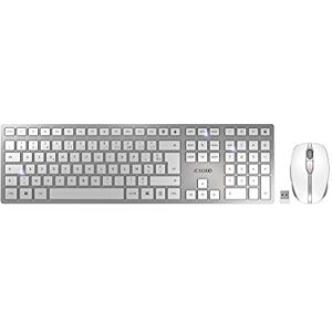 CHERRY DW 9100 SLIM, Wireless Desktop Set, Belgian Layout (AZERTY), Bluetooth & 2.4 GHz RF, Quiet Keys, Rechargeable, Silver/White