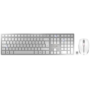 CHERRY DW 9100 SLIM, Wireless Desktop Set, French Layout (AZERTY), Bluetooth & 2.4 GHz RF, Quiet Keys, Rechargeable, Silver/White CHERRY DW 9100 SLIM, Wireless Desktop Set, French Layout (AZERTY), Bluetooth & 2.4 GHz RF, Quiet Keys, Rechargeable, Silver/White
