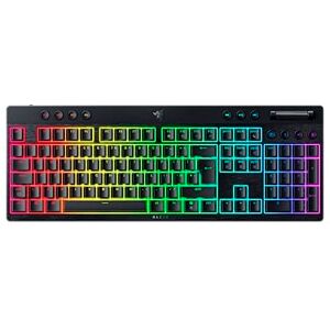 Razer BlackWidow V4 Low-profile HyperSpeed Wireless Low-profile Mechanical Gaming Keyboard HyperSpeed Wireless & BT Multi Roller & 11 Control Buttons Orange Switches QWERTY UK-Layout Razer BlackWidow V4 Low-profile HyperSpeed Wireless Low-profile Mechanical Gaming Keyboard HyperSpeed Wireless & BT Multi Roller & 11 Control Buttons Orange Switches QWERTY UK-Layout