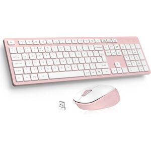 LeadsaiL Pink Wireless Keyboard and Mouse Set, 2.4GHz USB Computer Keyboards and Mouse for Office, UK Layout, Ergonomic Design with 12 Multimedia Shortcuts for Windows Laptop PC Pink and White LeadsaiL Pink Wireless Keyboard and Mouse Set, 2.4GHz USB Computer Keyboards and Mouse for Office, UK Layout, Ergonomic Design with 12 Multimedia Shortcuts for Windows Laptop PC Pink and White