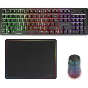 Mars Gaming MCPWX, Wireless Gaming Combo, DualPro Link 2.4GPRO Technology, Full FRGB Keyboard with Multimedia Control + RGB 3200DPI Mouse + Non-Slip Mouse Pad 360x260mm, Black, Portuguese Mars Gaming MCPWX, Wireless Gaming Combo, DualPro Link 2.4GPRO Technology, Full FRGB Keyboard with Multimedia Control + RGB 3200DPI Mouse + Non-Slip Mouse Pad 360x260mm, Black, Portuguese