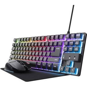 Trust GXT 1794 Gaming Keyboard Set with Wireless Mouse and Mouse Pad, 3-in-1 LED Gaming Pack, Rechargeable Wireless Mouse 80 Hours Battery Life, TKL Compact PC USB Keyboard, Trust GXT 1794 Gaming Keyboard Set with Wireless Mouse and Mouse Pad, 3-in-1 LED Gaming Pack, Rechargeable Wireless Mouse 80 Hours Battery Life, TKL Compact PC USB Keyboard,