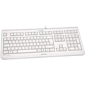 CHERRY KC 1068, Spanish Layout, QWERTY Keyboard, Easily Disinfectable, Waterproof Wired Keyboard, Whisper-Quiet Keystrokes, Grey/White