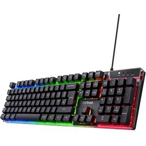 Trust GXT 835 Azor Gaming Keyboard with QWERTY UK Layout, LED Lighting, Game Mode, 12 Multimedia Keys, Anti-ghosting, Membrane Wired USB Keyboard for PC, Computer, Laptop Black Trust GXT 835 Azor Gaming Keyboard with QWERTY UK Layout, LED Lighting, Game Mode, 12 Multimedia Keys, Anti-ghosting, Membrane Wired USB Keyboard for PC, Computer, Laptop Black