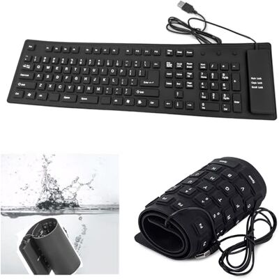 Techson Roll-Up Silicone Keyboard, USB Waterproof Foldable 109-Key for PC Laptop Techson Roll-Up Silicone Keyboard, USB Waterproof Foldable 109-Key for PC Laptop