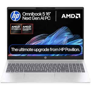 HP OmniBook 5 NGAI Copilot+ PC 16" 1920 x 1200 pixels AMD Ryzen AI 5 16GB 512GB SSD Windows 11 Home Anti-glare panel Fast Charge True Vision FHD IR camera 16-ag1001sa HP OmniBook 5 NGAI Copilot+ PC 16" 1920 x 1200 pixels AMD Ryzen AI 5 16GB 512GB SSD Windows 11 Home Anti-glare panel Fast Charge True Vision FHD IR camera 16-ag1001sa