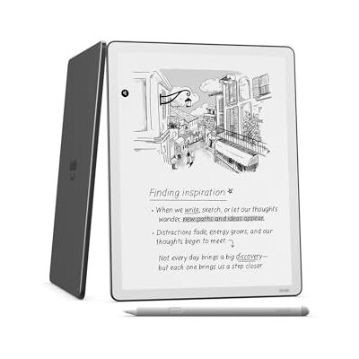Amazon Kindle Scribe 64 GB (newest generation) — 11" paper-like display with front light — Thinner, lighter, faster — Write in the built-in notebook, documents and books Amazon Kindle Scribe 64 GB (newest generation) — 11" paper-like display with front light — Thinner, lighter, faster — Write in the built-in notebook, documents and books