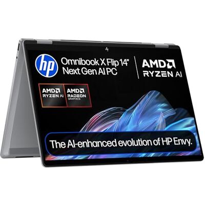 HP OmniBook X Flip Next Gen AI Laptop Ryzen AI 7 24GB RAM 1TB SSD 14” 3K OLED Touchscreen AMD Radeon 860M Graphics Up to 14.5hrs Battery Fast Charge Windows 11 Charger Included HP OmniBook X Flip Next Gen AI Laptop Ryzen AI 7 24GB RAM 1TB SSD 14” 3K OLED Touchscreen AMD Radeon 860M Graphics Up to 14.5hrs Battery Fast Charge Windows 11 Charger Included