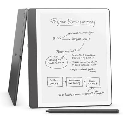 Amazon Kindle Scribe (32 GB) – Redesigned display with uniform borders. Now write directly on books and documents. With built-in notebook summarisation. Includes Premium Pen – Tungsten Grey Amazon Kindle Scribe (32 GB) – Redesigned display with uniform borders. Now write directly on books and documents. With built-in notebook summarisation. Includes Premium Pen – Tungsten Grey