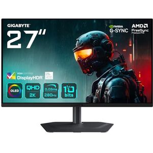 Gigabyte MO27Q2A 27” OLED 2K QHD Gaming Monitor 2560 x 1440, 280Hz, 0.03ms, 250 cd/m², FreeSync Premium Pro, DisplayHDR True Black 400, HDMI 2.1, DisplayPort 1.4 Gigabyte MO27Q2A 27” OLED 2K QHD Gaming Monitor 2560 x 1440, 280Hz, 0.03ms, 250 cd/m², FreeSync Premium Pro, DisplayHDR True Black 400, HDMI 2.1, DisplayPort 1.4