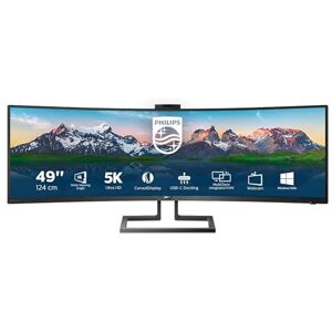 Philips 499P9H- 49 Inch Curved Dual QHD Monitor, 70Hz, 5ms, VA, WebCam, Speakers, USB-C Dock, KVM, Height Adjust (5120 x 1440, 450 cd/m², HDMI/DP 1.4/USB 3.1 / USB-C) Philips 499P9H- 49 Inch Curved Dual QHD Monitor, 70Hz, 5ms, VA, WebCam, Speakers, USB-C Dock, KVM, Height Adjust (5120 x 1440, 450 cd/m², HDMI/DP 1.4/USB 3.1 / USB-C)