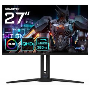 Gigabyte AORUS FO27Q3 27” OLED Flat Gaming Monitor 2560 x 1440(QHD), 360Hz, 0.03ms, KVM, 250 cd/m2, FreeSync Premium Pro, DisplayHDR True Black 400, HDMI 2.1 Gigabyte AORUS FO27Q3 27” OLED Flat Gaming Monitor 2560 x 1440(QHD), 360Hz, 0.03ms, KVM, 250 cd/m2, FreeSync Premium Pro, DisplayHDR True Black 400, HDMI 2.1