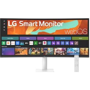 LG SMART Monitor 34U601SA-W, Curved UltraWide QHD 1440p VA, 34 inch, 100Hz, 5ms GtG, HDR10, Wi-Fi, Bluetooth, Home office Remote Desktop, Airplay, webOS smart apps with remote, Speakers, HDMI, White LG SMART Monitor 34U601SA-W, Curved UltraWide QHD 1440p VA, 34 inch, 100Hz, 5ms GtG, HDR10, Wi-Fi, Bluetooth, Home office Remote Desktop, Airplay, webOS smart apps with remote, Speakers, HDMI, White