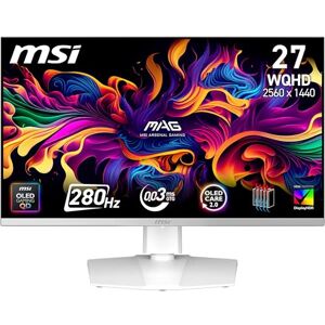 MSI MAG 272QPW QD-OLED X28 27-Inch WQHD, Gaming Monitor, 2560x1440 Quantum Dot OLED Panel, 280Hz, 0.03ms, DisplayHDR True Black 400, HDMI 2.1, DP 1.4a, USB C (15WPD), White MSI MAG 272QPW QD-OLED X28 27-Inch WQHD, Gaming Monitor, 2560x1440 Quantum Dot OLED Panel, 280Hz, 0.03ms, DisplayHDR True Black 400, HDMI 2.1, DP 1.4a, USB C (15WPD), White