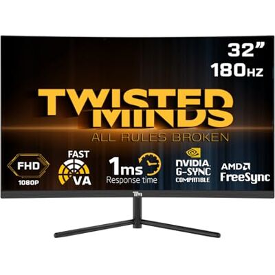 Twisted Minds 32 Inch Display Fast VA Gaming Monitor 1920 x 1080 FHD Resolution, 180 Hz Refresh Rate, 16:9 Aspect Ratio, 1ms Response Time Black (TM32CFHD180VA) Twisted Minds 32 Inch Display Fast VA Gaming Monitor 1920 x 1080 FHD Resolution, 180 Hz Refresh Rate, 16:9 Aspect Ratio, 1ms Response Time Black (TM32CFHD180VA)