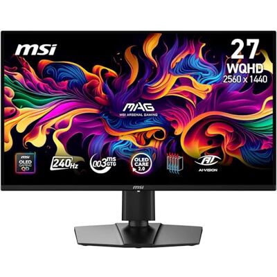 MSI MAG 274QP QD-OLED X24 27-Inch WQHD Gaming Monitor, 2560 x 1440 Quantum Dot OLED Panel, 240Hz, 0.03ms, G-SYNC Compatible, AMD FreeSync Premium, HDMI2.1, DP 1.4a, Tilt/Height Adjustable, Black MSI MAG 274QP QD-OLED X24 27-Inch WQHD Gaming Monitor, 2560 x 1440 Quantum Dot OLED Panel, 240Hz, 0.03ms, G-SYNC Compatible, AMD FreeSync Premium, HDMI2.1, DP 1.4a, Tilt/Height Adjustable, Black