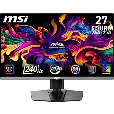 MSI MAG 272UP QD-OLED X24 27-Inch 4K UHD Gaming Monitor, 3840 x 2160, Quantum Dot OLED Panel, 240Hz, 0.03ms, DisplayHDR TRUE Black 400, AMD FreeSync Premium Pro, USB C (15W PD), Frame-less, Black MSI MAG 272UP QD-OLED X24 27-Inch 4K UHD Gaming Monitor, 3840 x 2160, Quantum Dot OLED Panel, 240Hz, 0.03ms, DisplayHDR TRUE Black 400, AMD FreeSync Premium Pro, USB C (15W PD), Frame-less, Black