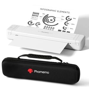 Phomemo P831 Thermal Printer, Wireless Bluetooth Portable Printer A4 for Tattoo, Office, Invoice and Car Business Trip Printing, Inkless Printer Compatible with Phone and Laptop, with 1 Bag