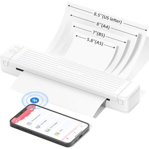 Odaro Wireless Bluetooth Portable Inkless Printer - P831 Thermal Transfer Printer for Mobile Phones and PCs, 300 DPI, Supports Printing Plain Paper (Letter/A4/A5/B5), White