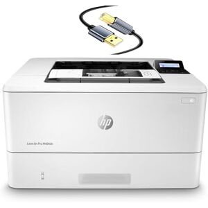 HP Laserjet Pro M404dn Single-Function Wired Monochrome Laser Printer, White - Print only - Ethernet only, 40 ppm, 1200 x 1200 dpi, Auto Duplex Printing, 8.5 x 14, 2-line LCD, Tillsiy Printer Cable