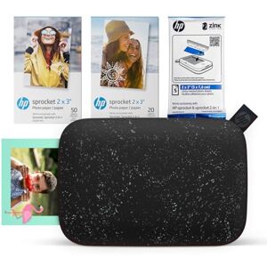 HP Sprocket 2x3 Instant Smartphone Photo Printer 75 Sheets Bundle Bluetooth Portable Color Wireless Mobile Printer (Black) Zink Sticky-Back Photos HP Sprocket 2x3 Instant Smartphone Photo Printer 75 Sheets Bundle Bluetooth Portable Color Wireless Mobile Printer (Black) Zink Sticky-Back Photos