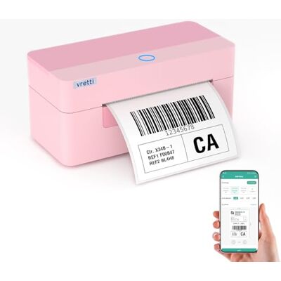 vretti Bluetooth Thermal Label Printer 4x6,Bluetooth & USB (Pink) Shipping Label Printer for Amazon, Royal Mail,Vinted,Compatibel with Windows, Mac, Linux,iOS & Android 99.99% Scan Success vretti Bluetooth Thermal Label Printer 4x6,Bluetooth & USB (Pink) Shipping Label Printer for Amazon, Royal Mail,Vinted,Compatibel with Windows, Mac, Linux,iOS & Android 99.99% Scan Success