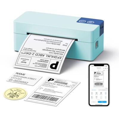 ETIKEZ Bluetooth 4x6 Thermal Shipping Label Printer for Parcels, Light Blue Postage parcel label machine, supports iOS, Android, Windows Mac, works Amazon, Shopify, Etsy, Royal Mail, Evri, DPD, DHL ETIKEZ Bluetooth 4x6 Thermal Shipping Label Printer for Parcels, Light Blue Postage parcel label machine, supports iOS, Android, Windows Mac, works Amazon, Shopify, Etsy, Royal Mail, Evri, DPD, DHL