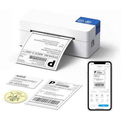 ETIKEZ Bluetooth 4x6 Thermal Shipping Label Printer for Parcels, White Postage parcel label machine, supports iOS, Android, Windows Mac, works Amazon, Shopify, Etsy, Royal Mail, Evri, DPD, DHL ETIKEZ Bluetooth 4x6 Thermal Shipping Label Printer for Parcels, White Postage parcel label machine, supports iOS, Android, Windows Mac, works Amazon, Shopify, Etsy, Royal Mail, Evri, DPD, DHL