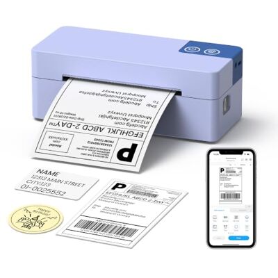 ETIKEZ Bluetooth 4x6 Thermal Shipping Label Printer for Parcels, Violet Postage parcel label machine, supports iOS, Android, Windows Mac, works Amazon, Shopify, Etsy, Royal Mail, Evri, DPD, DHL ETIKEZ Bluetooth 4x6 Thermal Shipping Label Printer for Parcels, Violet Postage parcel label machine, supports iOS, Android, Windows Mac, works Amazon, Shopify, Etsy, Royal Mail, Evri, DPD, DHL