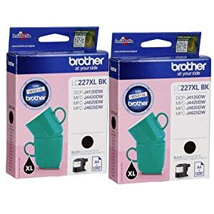 Brother LC-227XLBK Inkjet Cartridge, Black, Twin Pack, High Yield, Includes 2 x Inkjet Cartridges, Genuine Supplies Brother LC-227XLBK Inkjet Cartridge, Black, Twin Pack, High Yield, Includes 2 x Inkjet Cartridges, Genuine Supplies