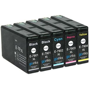 Go Inks 1 Set of 4 + extra Black Ink Cartridges to replace Epson T7906+7901 (79XL Series) Compatible/non-OEM for Epson WorkForce Pro Printers (5 Inks), Black, Cyan, Magenta, Yellow Go Inks 1 Set of 4 + extra Black Ink Cartridges to replace Epson T7906+7901 (79XL Series) Compatible/non-OEM for Epson WorkForce Pro Printers (5 Inks), Black, Cyan, Magenta, Yellow
