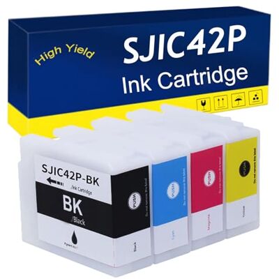 RTEUYH Compatible Ink Cartridge for EPSON SJIC42P-BK SJIC42P-C SJIC42P-M SJIC42P-Y – High Yield (50ML) Replacement for CW-C4000e C4030 C4000 C4020 Printers Easy Installation 4-Pack RTEUYH Compatible Ink Cartridge for EPSON SJIC42P-BK SJIC42P-C SJIC42P-M SJIC42P-Y – High Yield (50ML) Replacement for CW-C4000e C4030 C4000 C4020 Printers Easy Installation 4-Pack