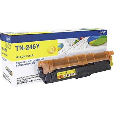 Brother TN-246Y Toner Cartridge, Yellow, Single Pack, High Yield, Includes 1 x Toner Cartridge, Genuine Supplies Brother TN-246Y Toner Cartridge, Yellow, Single Pack, High Yield, Includes 1 x Toner Cartridge, Genuine Supplies