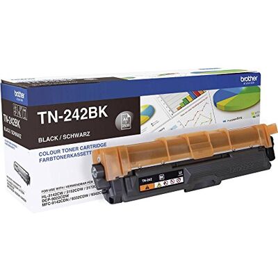 Brother TN-242BK Toner Cartridge, Black, Single Pack, Standard Yield, Includes 1 x Toner Cartridge, Genuine Supplies Brother TN-242BK Toner Cartridge, Black, Single Pack, Standard Yield, Includes 1 x Toner Cartridge, Genuine Supplies