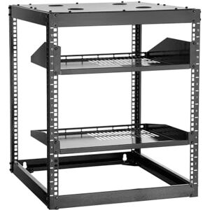 VEVOR 12U Open Frame Network Rack, 23 in Depth, Wall Mounted or Floor Standing Server Rack, Heavy Duty 4 Post, with Vented Shelves & Mounting Hardware, Holds All Your Networking IT Equipment AV Gear VEVOR 12U Open Frame Network Rack, 23 in Depth, Wall Mounted or Floor Standing Server Rack, Heavy Duty 4 Post, with Vented Shelves & Mounting Hardware, Holds All Your Networking IT Equipment AV Gear