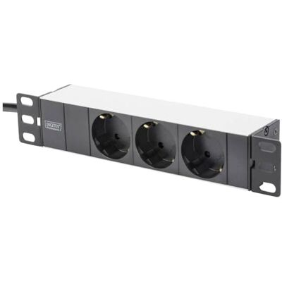 Digitus 3-Way Power Strip 1U 10 Inch (254 mm) Rack Mounting in Network Cabinet Silver/Black DN-95411 Digitus 3-Way Power Strip 1U 10 Inch (254 mm) Rack Mounting in Network Cabinet Silver/Black DN-95411