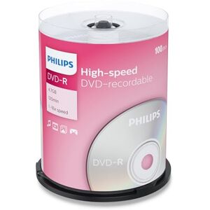 Philips DVD-R blank discs (4.7 GB data / 120 min Video/ 16x High Speed recording) 100 blank discs package DM4S6B00F/00 Philips DVD-R blank discs (4.7 GB data / 120 min Video/ 16x High Speed recording) 100 blank discs package DM4S6B00F/00