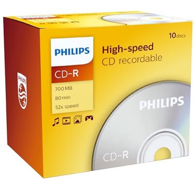 Philips CD-R 80 Minute 52x Jewel box 10Pack Philips CD-R 80 Minute 52x Jewel box 10Pack