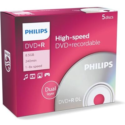 Philips DVD+R DR8S8J05C DVD+R DL 8.5 GB, 240 min, speed 8x(Packaging may vary) Philips DVD+R DR8S8J05C DVD+R DL 8.5 GB, 240 min, speed 8x(Packaging may vary)